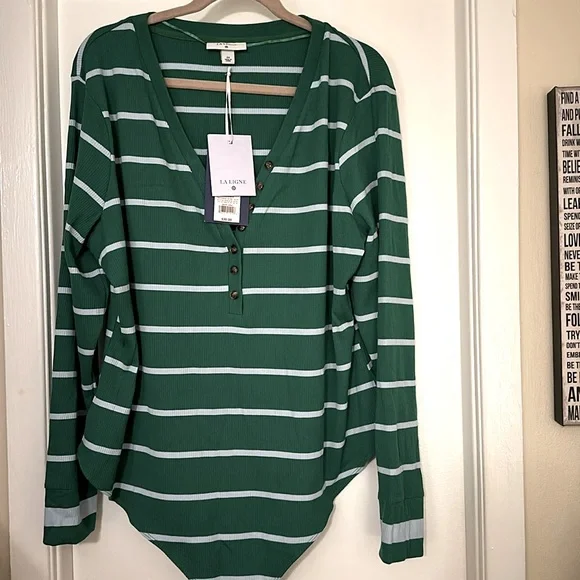 La Ligne plus size women’s green and white bodysuit NWT - Picture 2 of 3